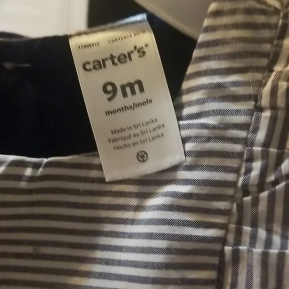 **Carter's Baby Girl Blue Strip / eyelet bottom Dress - 9M - Picture 3 of 4